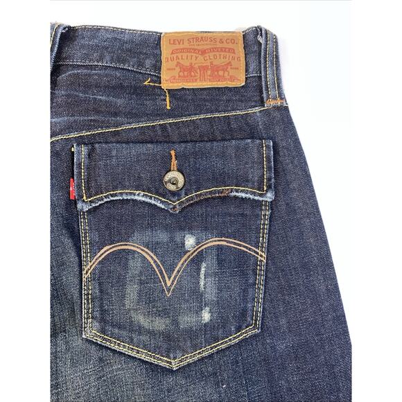 Levis Size 34 Slim Straight Fit Medium Wash Blue Denim Jeans Red Tab Flap Pocket - Picture 9 of 11